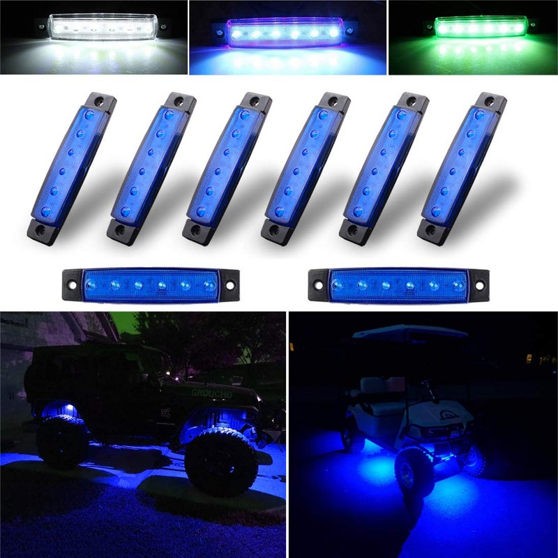 Botepon 8Pcs Led Rock Lights, Strip Lights, Wheel Well Lights, Led Underglow Kit for Golf Cart, Jeep Wrangler, RZR, Offroad, F150, F250, Snowmobile (Blue) - Image 1